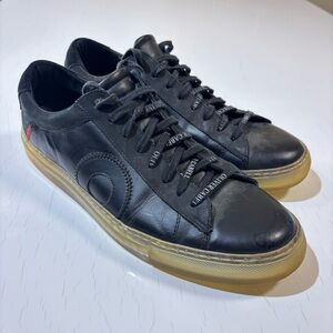 Oliver Cabell Black Leather Low-Top Sneakers with Gum Sole
